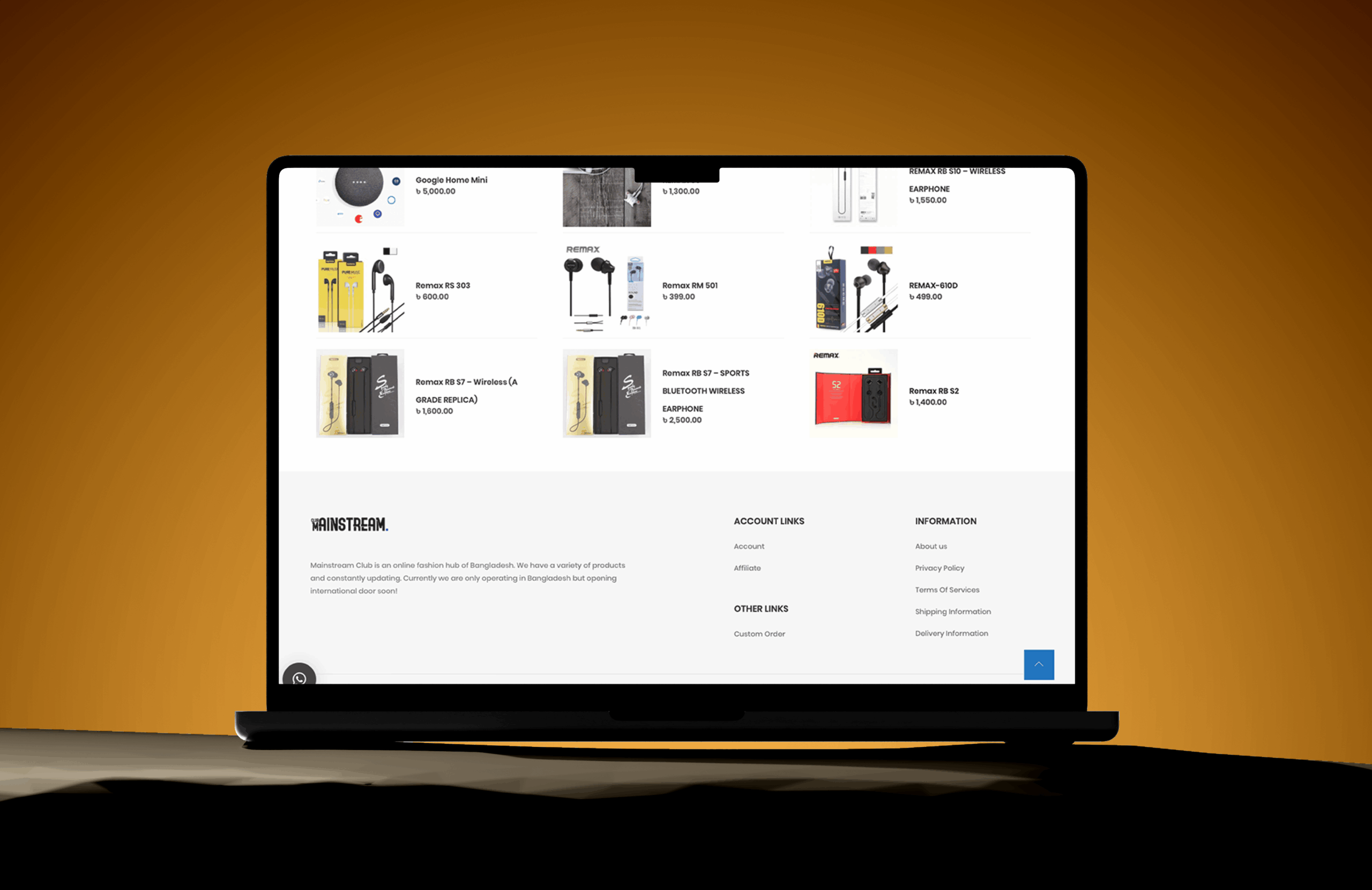 Mainstream Club eCommerce website